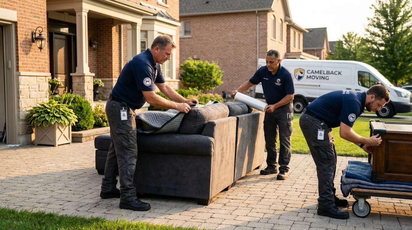 Large estate moving crew wrapping furniture in Indian Trail, NC