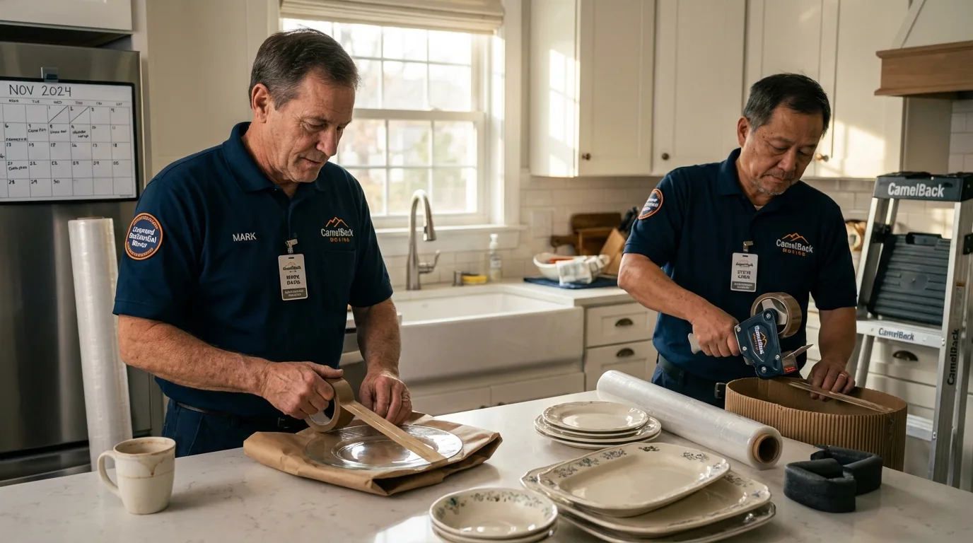 Professional crew packing kitchen dishware in Indian Trail, NC