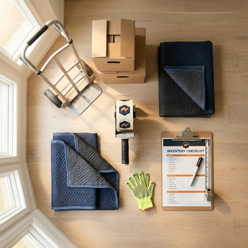 Professional moving supplies and packing materials layout for Indian Trail residential relocations